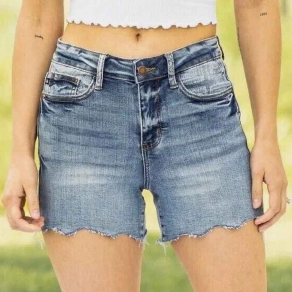 Judy Blue Bandana Print‎ Mid Rise Jean Cut Off Shorts Size Small